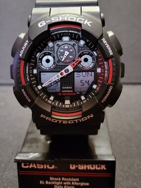 CASIO G-SHOCK GA-100 Black and Red Sport Watch